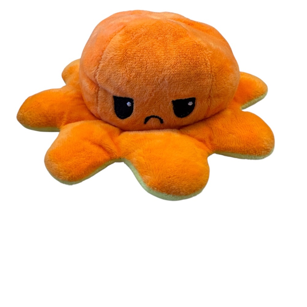 Tee Turtle reversible‎ octopus plushie happy/sad orange and yellow